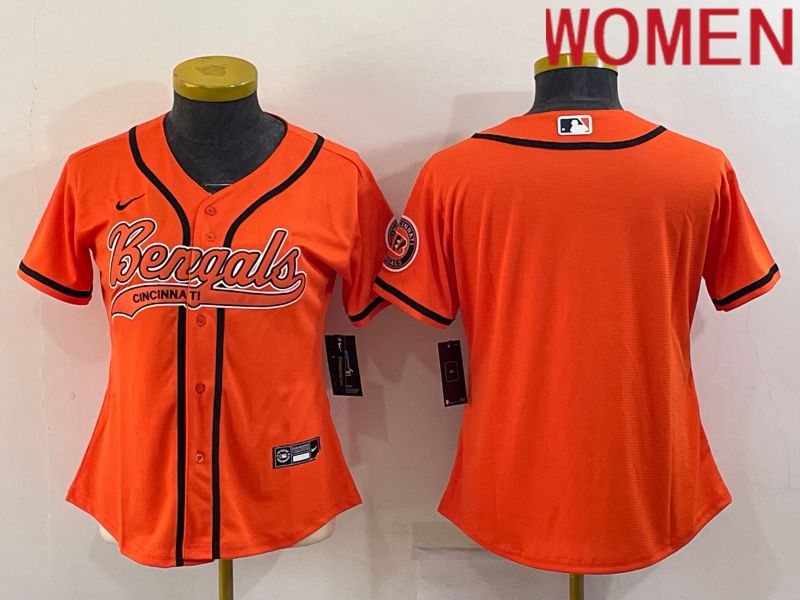 Women Cincinnati Bengals Blank Orange 2022 Nike Co branded NFL Jerseys->women nfl jersey->Women Jersey